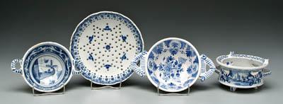 Appraisal: Four blue and white Delft bowls one with scalloped border