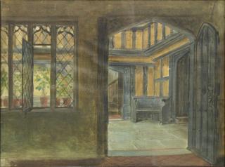 Appraisal: E L Henry American Depicting a Victorian Gothic foyer with