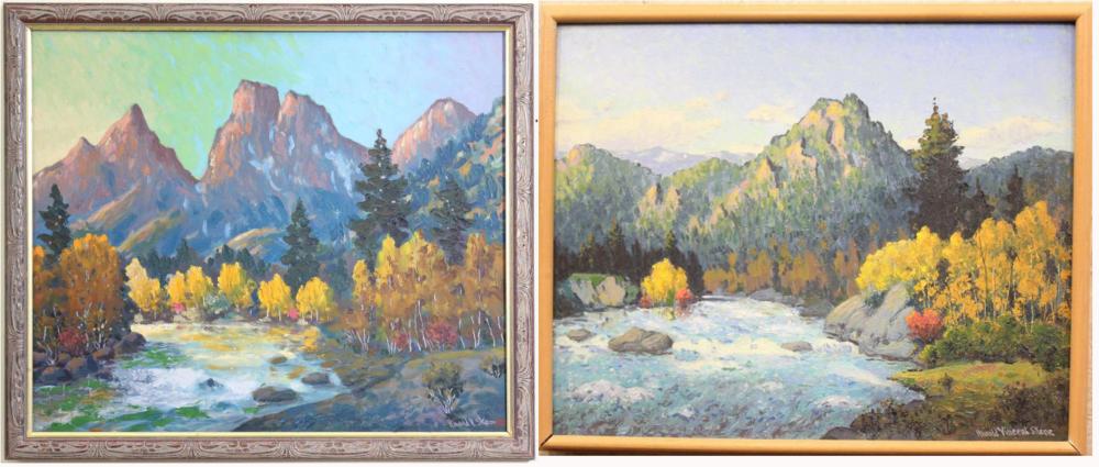 Appraisal: HAROLD SKENE Colorado Massachusetts - two oils on board river