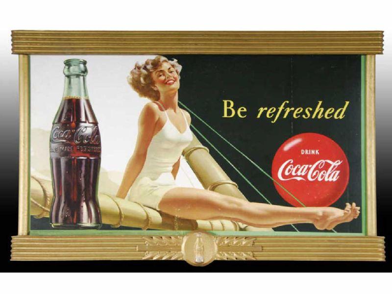 Appraisal: Coca-Cola Cardboard Poster Description '' x '' Complete Original gold