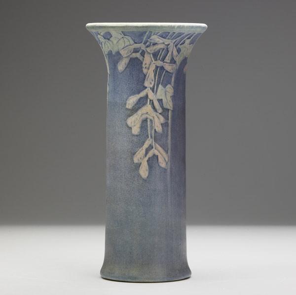 Appraisal: HENRIETTA BAILEYNEWCOMB COLLEGEVase with pink maple pods Shallow spider lines