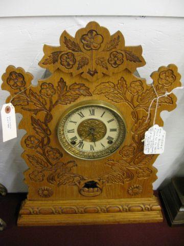 Appraisal: Gilbert Oak Kitchen Clock Midway model 's day birds flowers