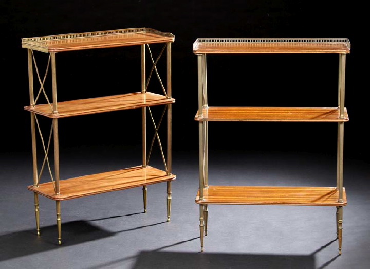 Appraisal: Pair of Louis XVI-Style Mahogany and Gilt-Metal Shelves early th