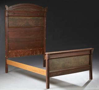 Appraisal: American Eastlake Carved Walnut Bed late th c the arched