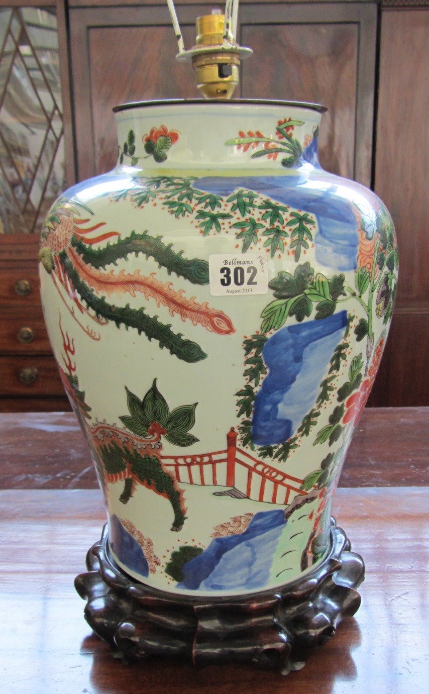 Appraisal: A Chinese wucai vase late th century the baluster body