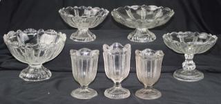 Appraisal: seven pieces of th c pattern molded table ware clear