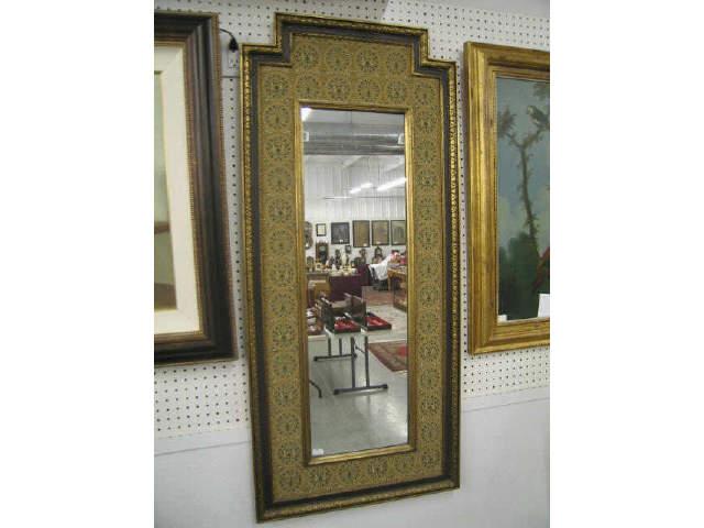 Appraisal: Fine Designer Mirror with pettipoint trim carved gilt wood frame