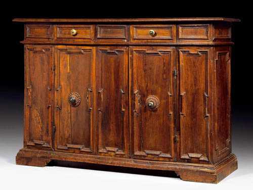 Appraisal: WALNUT CREDENZA Renaisance probably Tuscany th century With architectural style