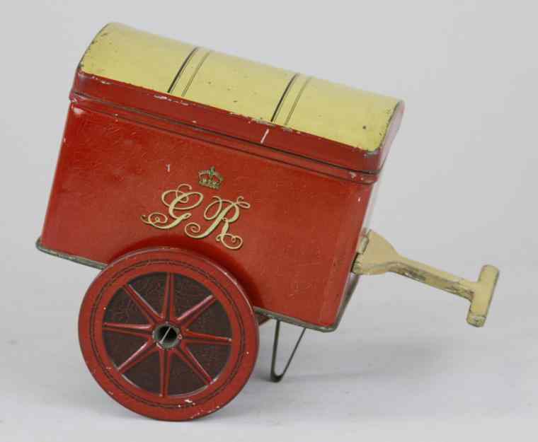 Appraisal: MAIL CART BISCUIT TIN England Crumpsall's Biscuits litho tin done