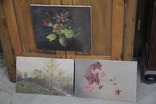 Appraisal: THREE STILL LIFE PAINTINGS BY DORA G MCCOLLISTER OHIO -