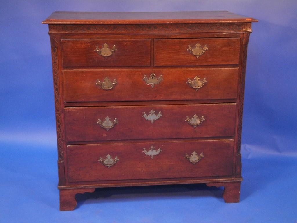 Appraisal: A George III oak chest of two short and three