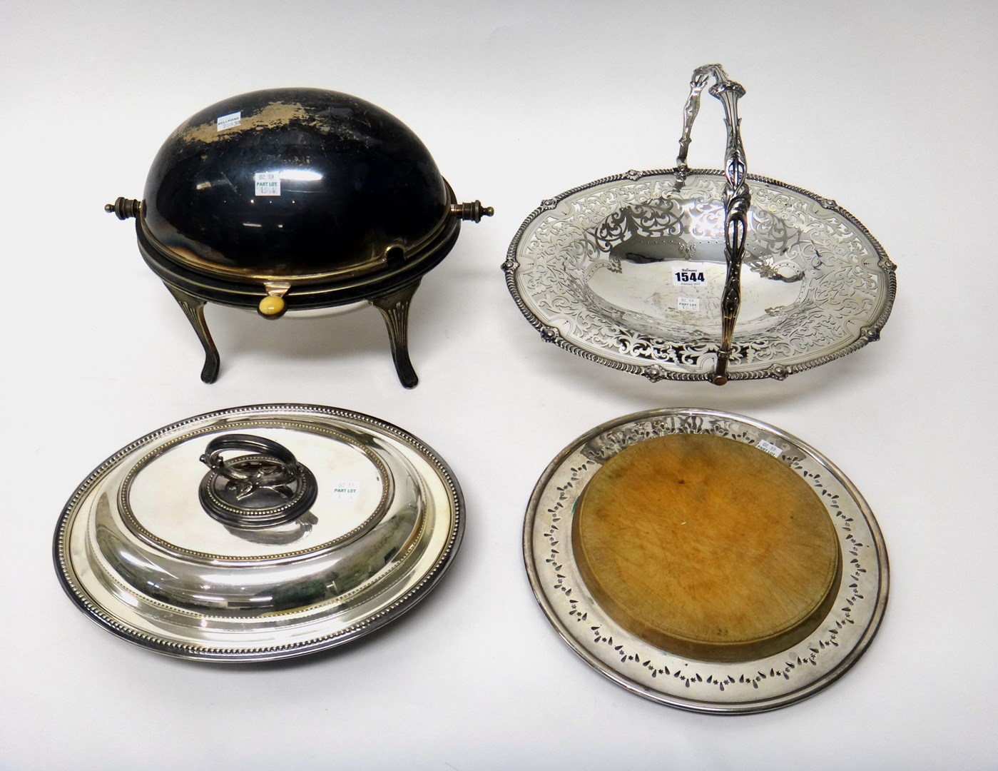 Appraisal: Plated wares comprising a shaped oval cake basket with scroll