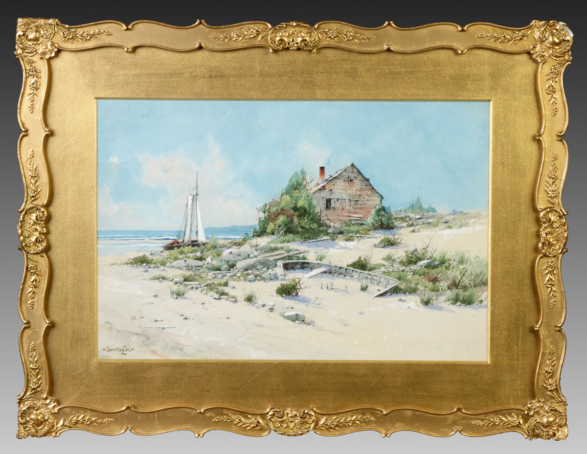 Appraisal: William Louis Sonntag Jr American - Cottage on beach Sgn