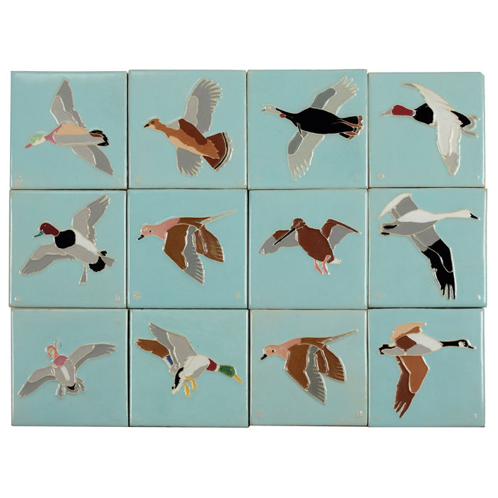 Appraisal: Rare Mosaic Tile Co tiles set of twelve Wildfowl Series