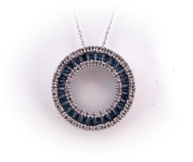 Appraisal: Sapphire and diamond circle pendant in K white gold with