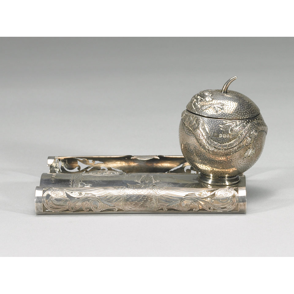 Appraisal: JOHN ROUND VICTORIAN SILVER INKSTAND SHEFFIELD fully hallmarked in two