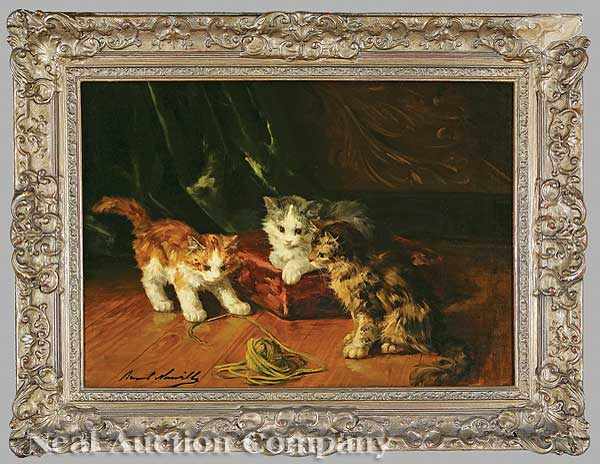 Appraisal: Bernard Neville French th th c Three Kittens oil on