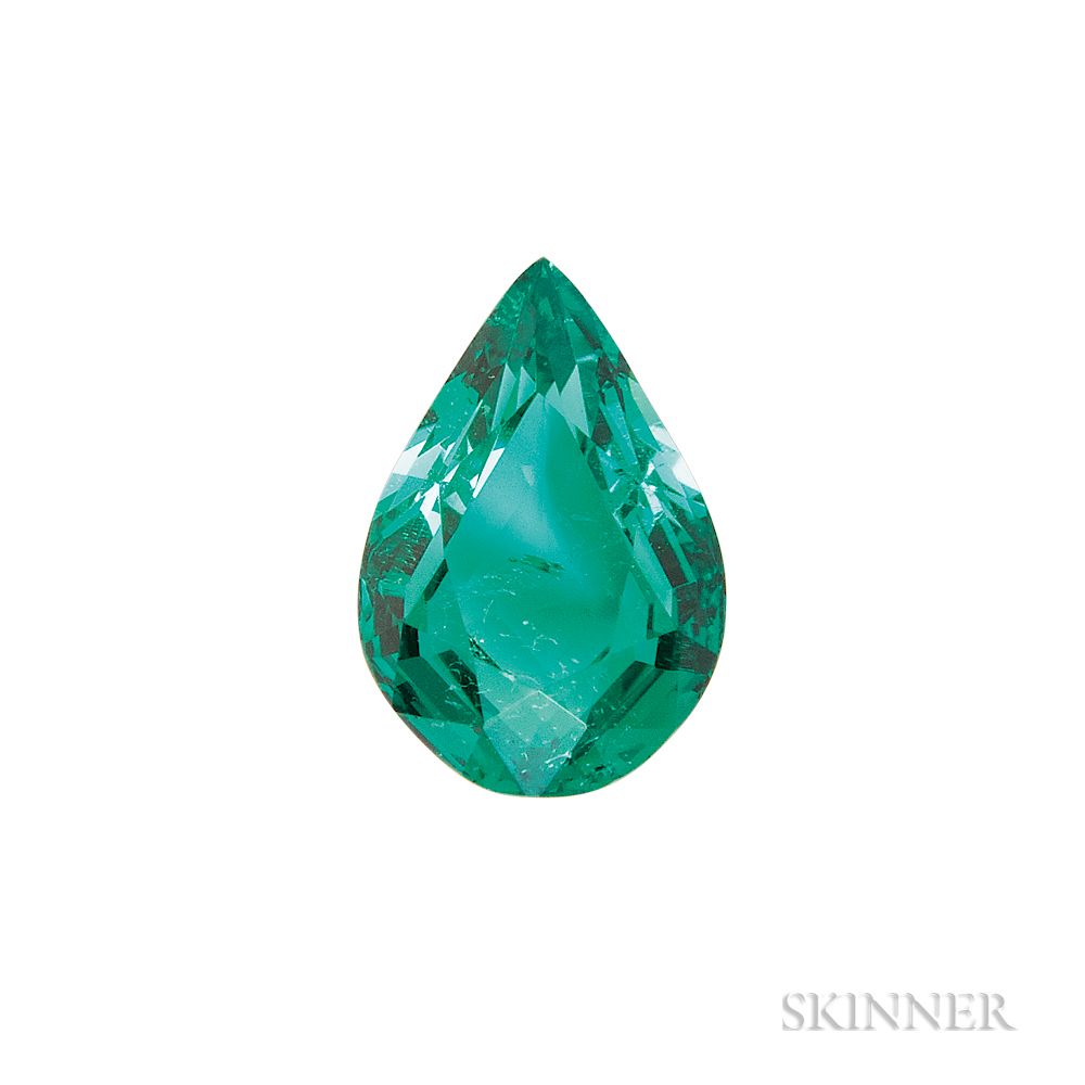 Appraisal: Unmounted Emerald Unmounted Emerald the pear-shape emerald weighing cts Note