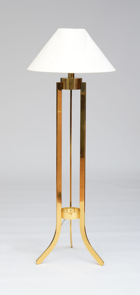 Appraisal: FLOOR LAMP Brass plastic and fabric x in diam Property