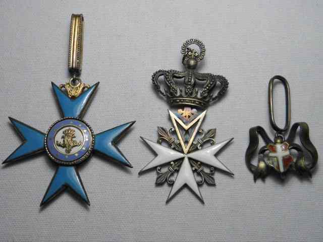 Appraisal: Three early brass medals First one is a blue enameled