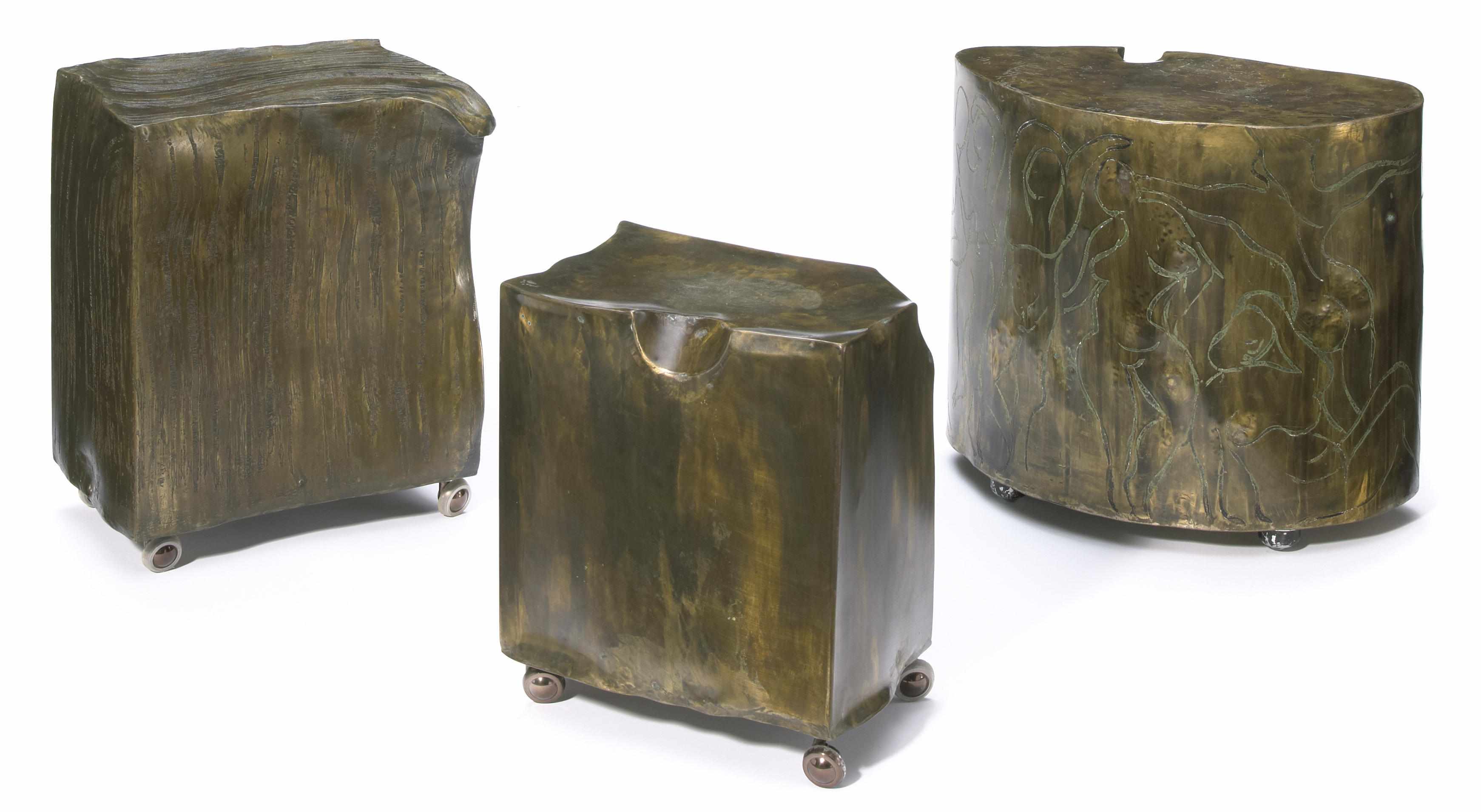 Appraisal: A group of three Philip and Kelvin LaVerne bronze tables