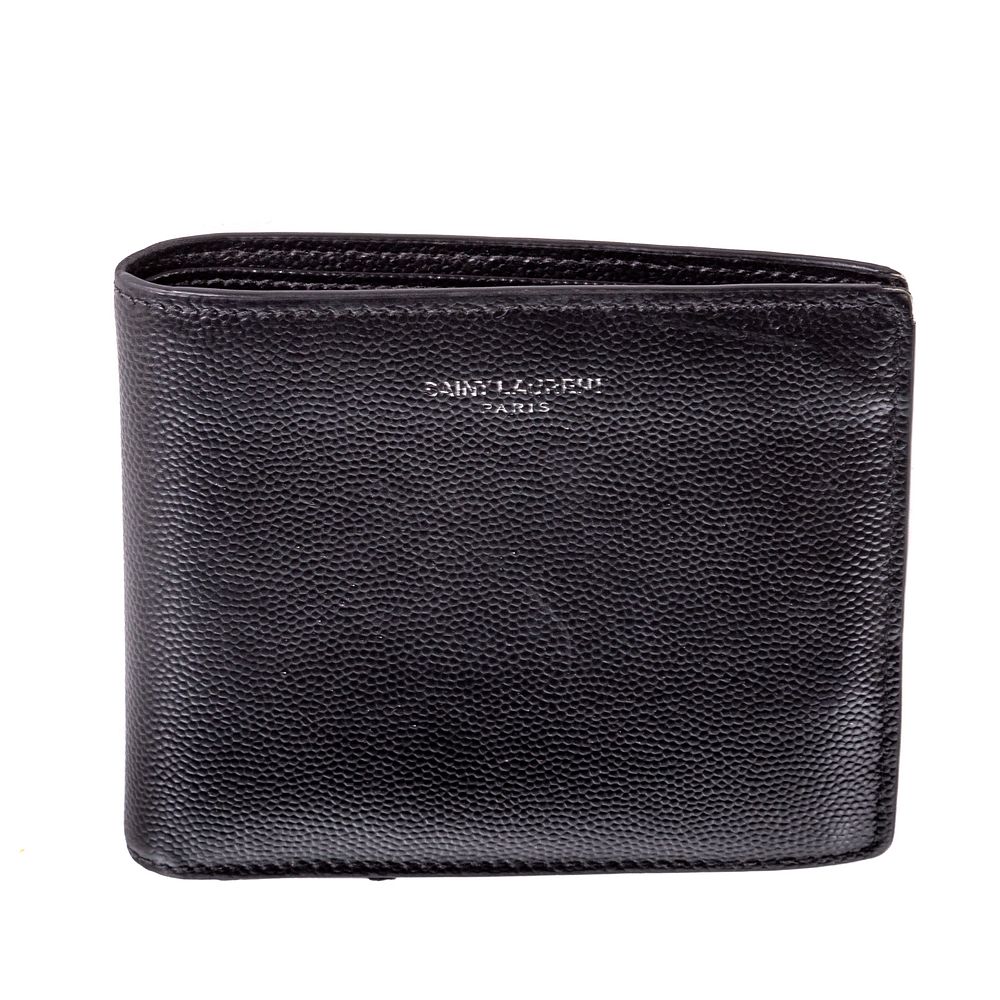 Appraisal: A Saint Laurent Bifold Wallet A black leather Saint Laurent