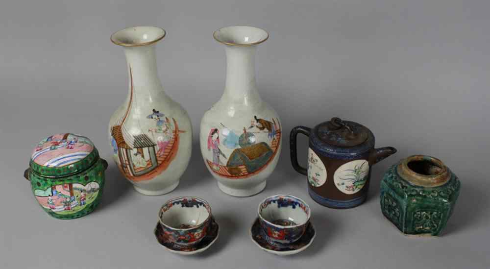 Appraisal: PAIR OF CHINESE FAMILLE ROSE VASES Including a pair of