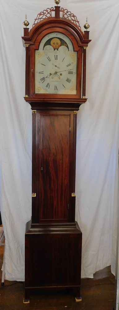 Appraisal: AARON WILLARD MAHOGANY TALL CLOCK Early American mahogany tall clock