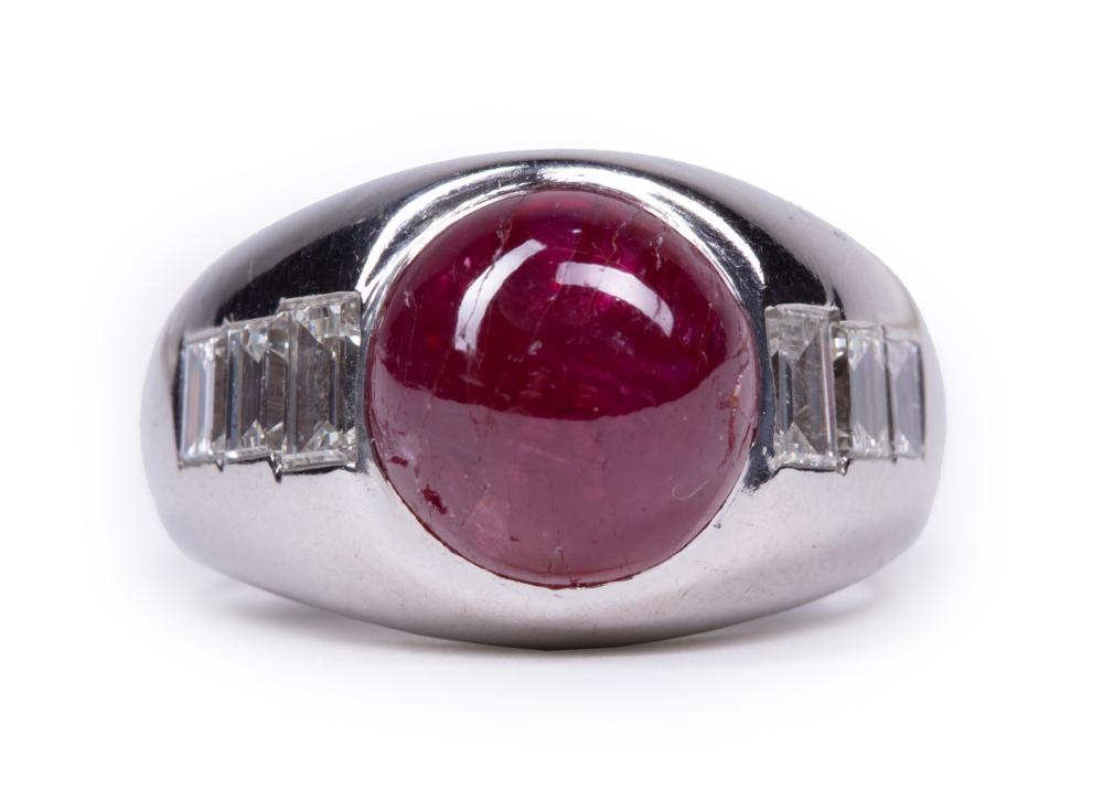 Appraisal: KT WHITE GOLD RUBY AND DIAMOND RING kt White Gold