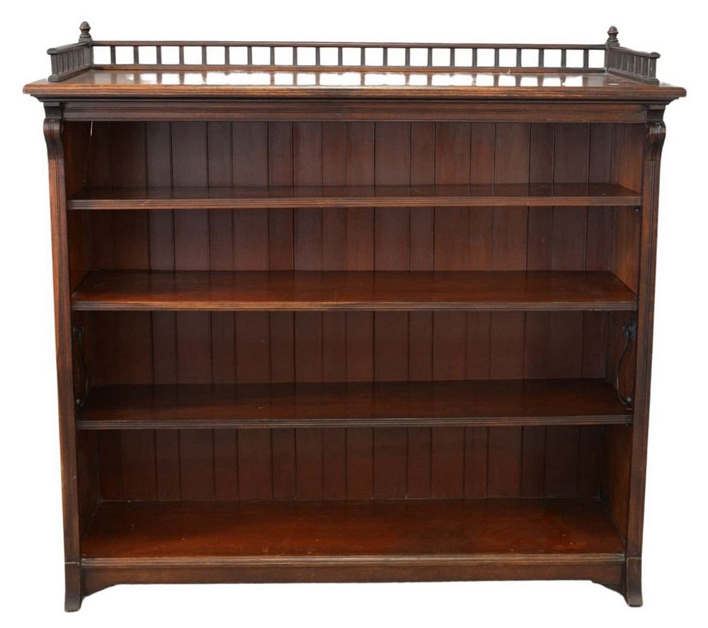 Appraisal: Walnut Victorian Open Bookcase with gallery height inches width inches