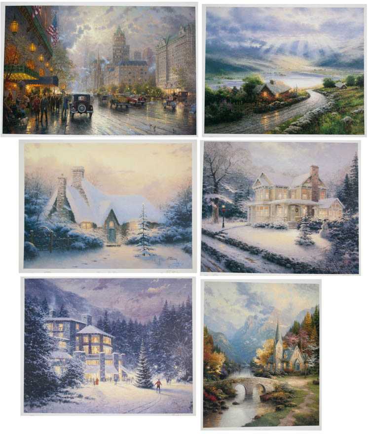 Appraisal: THOMAS KINKADE SIX OFFSET LITHOGRAPHS ON PAPER United States -