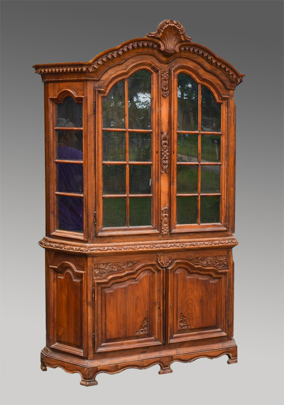 Appraisal: FRENCH CARVED CURIO CABINET Large cabinet with shaped carved pediment