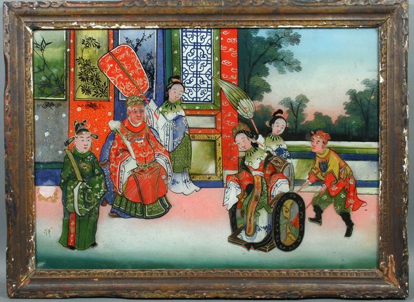 Appraisal: th Century Chinese reverse painting on glass in the original