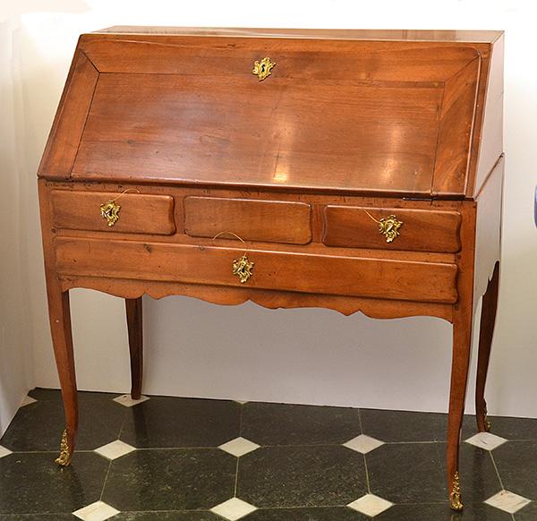 Appraisal: A LOUIS XV FRENCH PROVINCIAL WALNUT DROP-FRONT WRITING DESK the