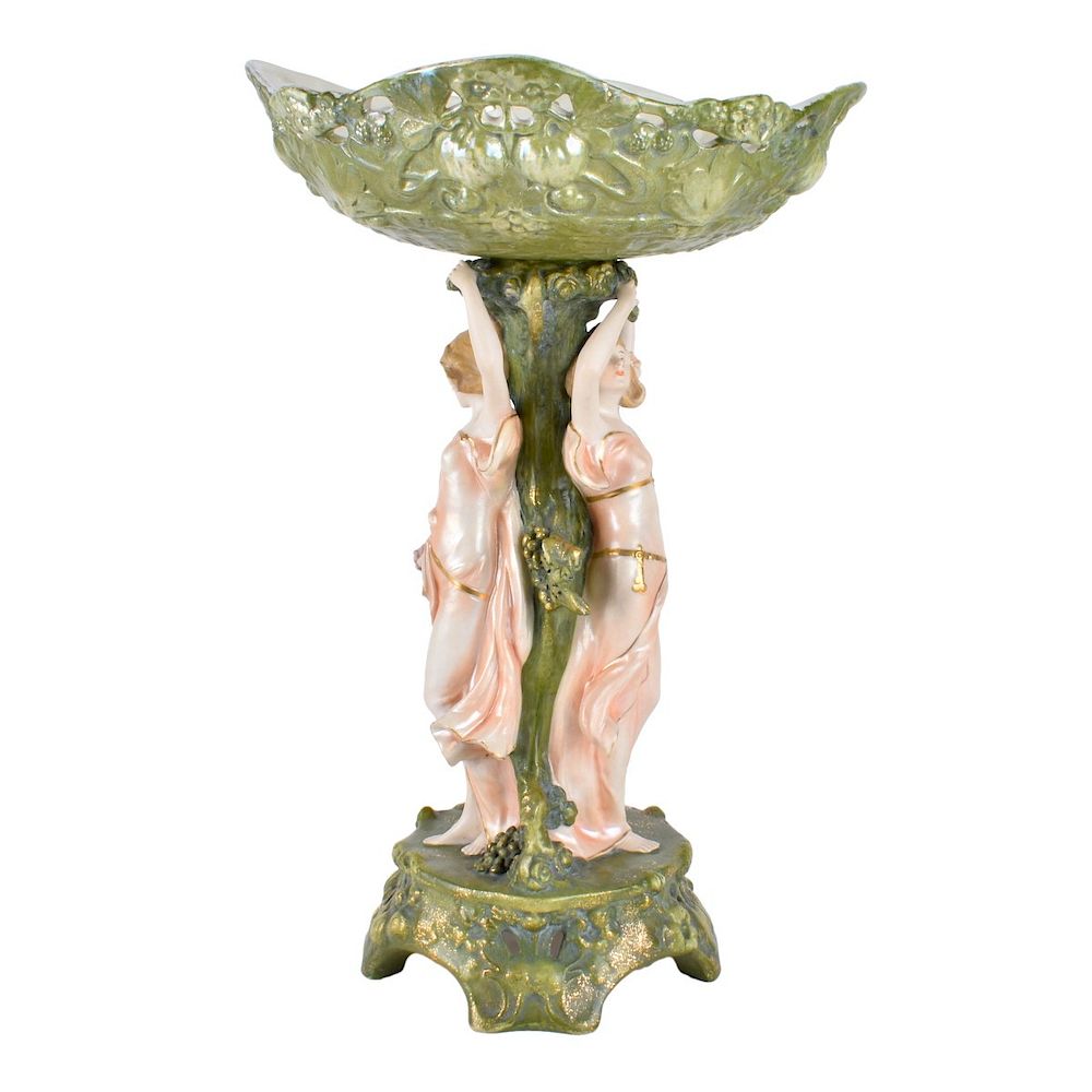 Appraisal: Austrian Art Nouveau Porcelain Centerpiece Austrian Art Nouveau Porcelain Figural