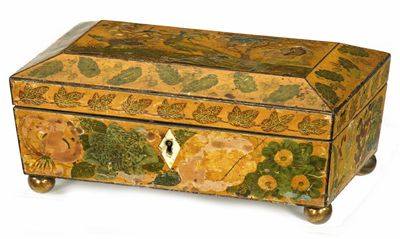 Appraisal: An early th century penwork box decorated birds and foliage