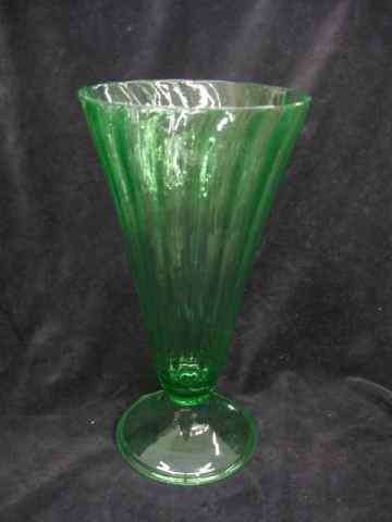 Appraisal: Steuben Art Glass Vase green ribbed trumpet design '' tall