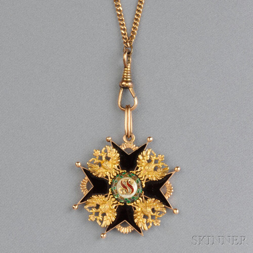 Appraisal: kt Gold and Enamel Maltese Cross Pendant with enamel center