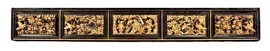 Appraisal: A Partial Gilt Carved Wood Architectural Element Width inches A