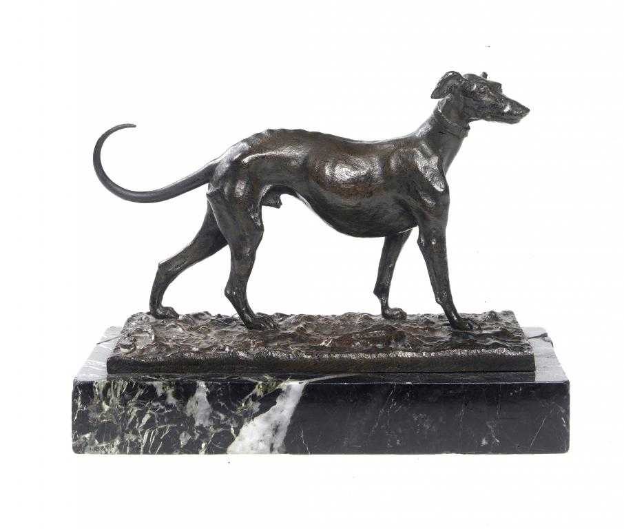 Appraisal: A FRENCH BRONZE STUDY OF A GREYHOUND cast from a