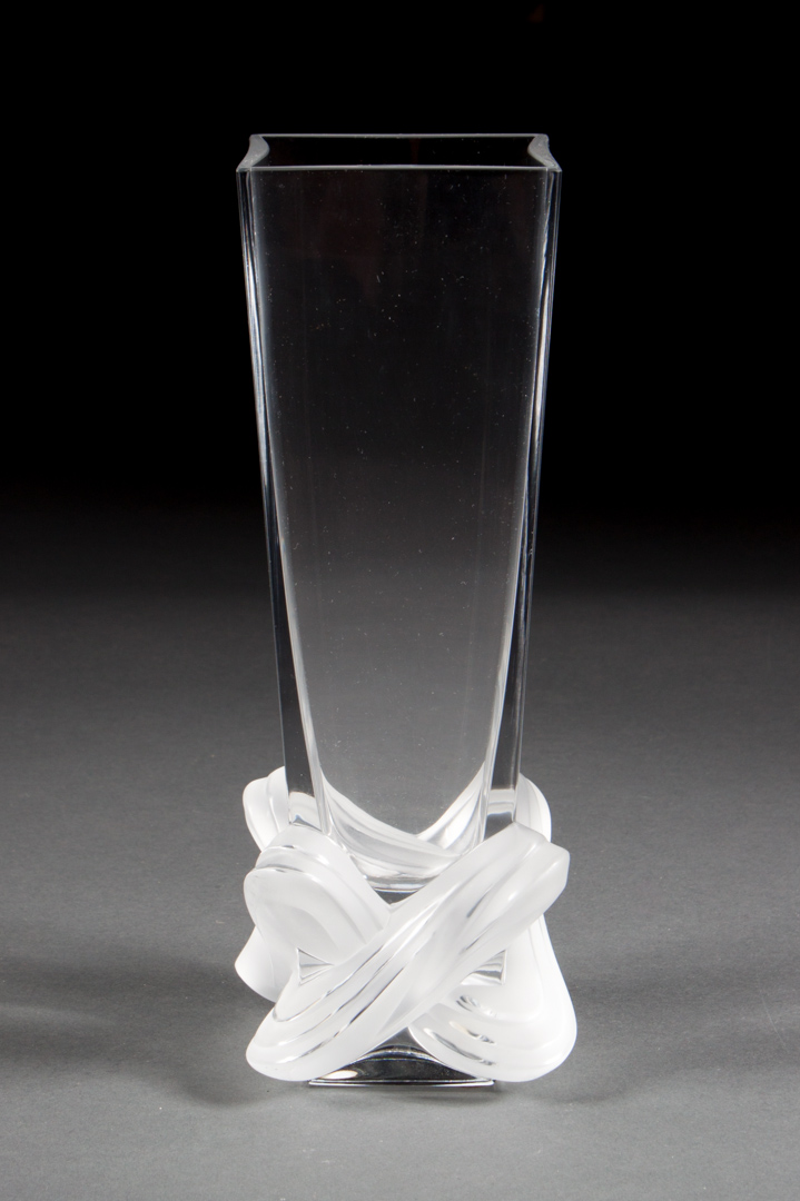 Appraisal: Lalique partially frosted crystal Lucca vase inscribed Lalique France in