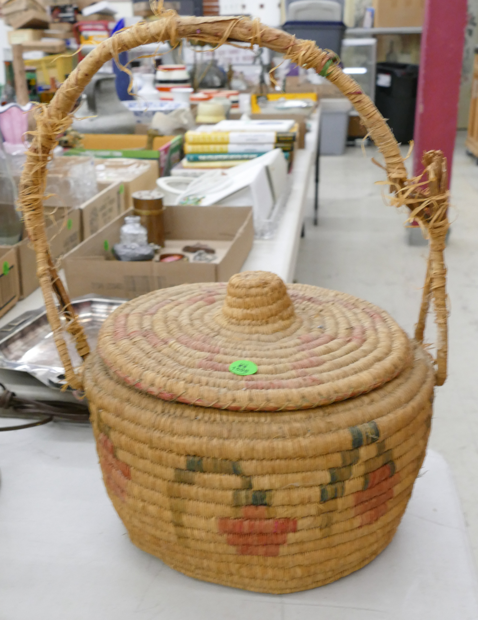 Appraisal: Old Alaskan Handled Indian Basket '' - Scattered loss and