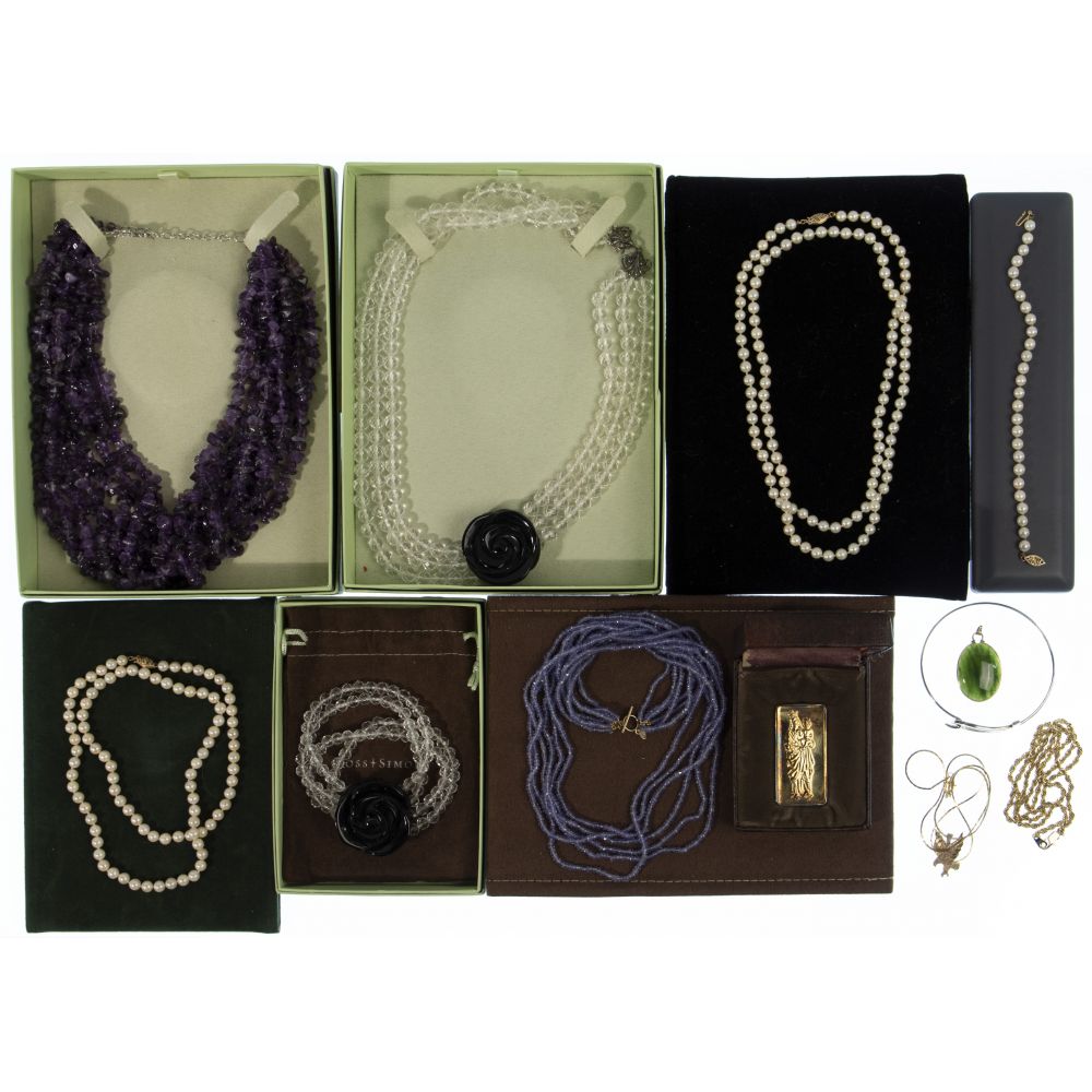 Appraisal: K GOLD STERLING SILVER AND GEMSTONE JEWELRY ASSORTMENTIncluding single strand