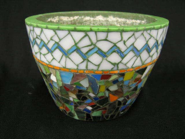 Appraisal: V Romanin Mosiac Glass Pottery Jardiniere diameter tall S Euclid