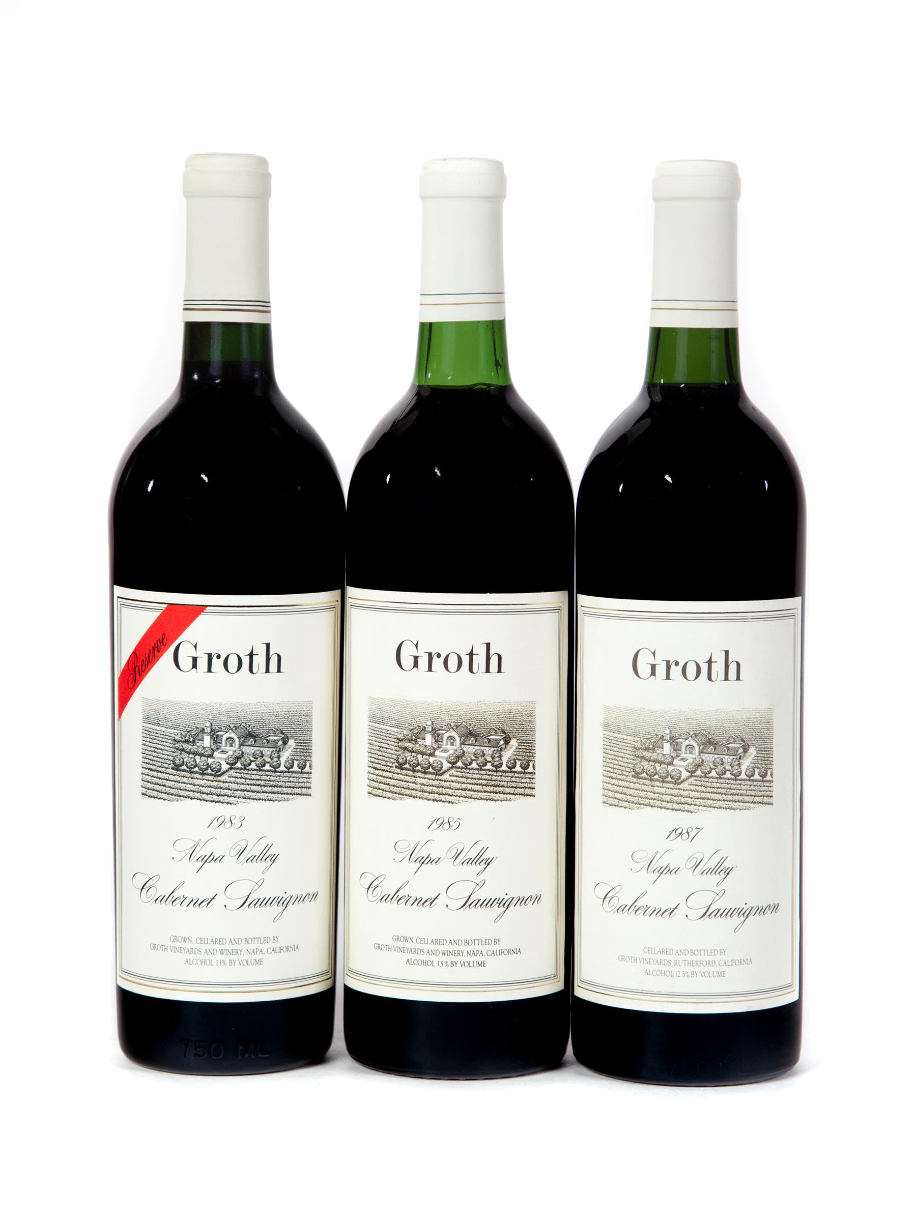 Appraisal: GROTH VINEYARDS CABERNET SAUVIGNON VERTICAL Napa Valley bottles ml Reserve