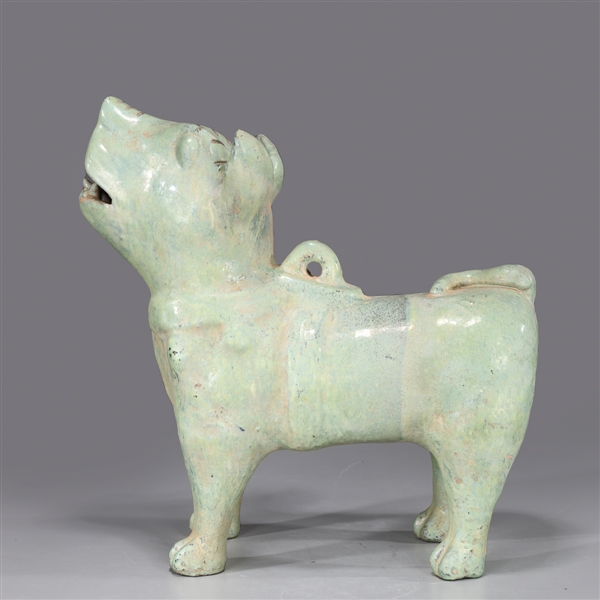 Appraisal: Chinese green crackle glazed ceramic model of a dog as-is