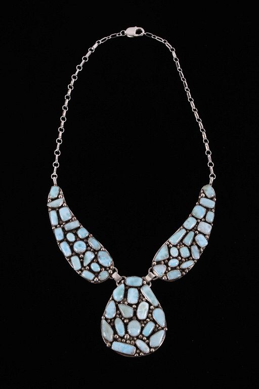 Appraisal: Navajo Betta Lee Larimar Sterling Silver Necklace For your consideration