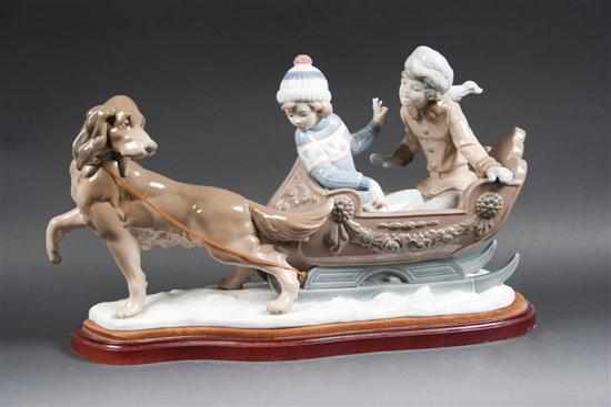 Appraisal: Lladro porcelain figural group ''Sleigh Ride'' no modeled as boy