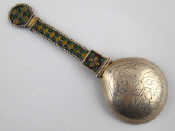 Appraisal: A plique a jour enamel silver spoon with disc end