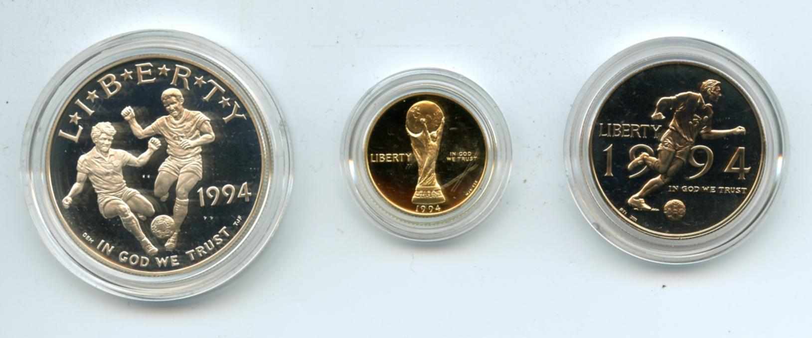 Appraisal: World Cup Soccer USA Three Coin Proof Set Included are